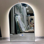 led三色门型浴室镜除雾时间温度显示智能镜背光定制壁挂镜化妆镜