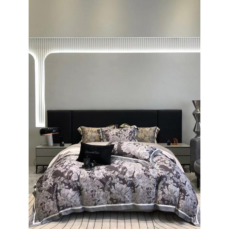 天丝棉数码印花四件套美式花卉春夏床上用品被套床单轻奢高档透气