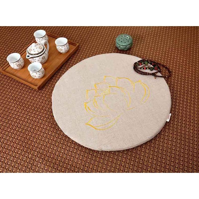 wm9a批发亚麻莲花榻刺绣蒲垫菩莲方形禅修垫大拜垫瑜伽圆形蒲团榻