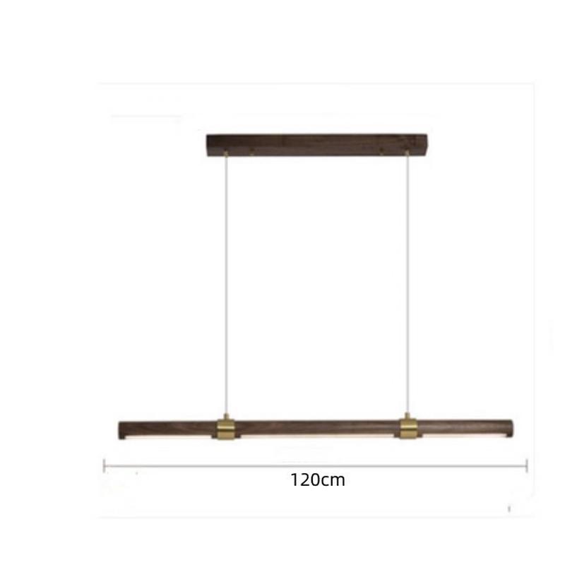 热卖新中式长条吊灯一字茶室设计师极简仿木纹办公室灯餐厅灯具