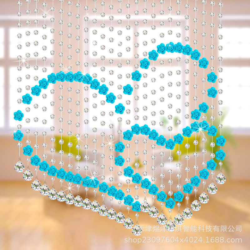 隔断玫瑰花珠帘成品帘水晶珠帘批发玄关挂门帘客厅珠帘心形加拱形