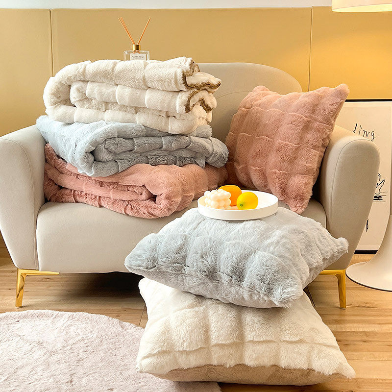 保暖纯色托斯卡长毛秋冬季绒毯雪貂绒简约休闲盖毯柔软单双人毛毯