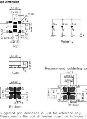 热销18-039b/bdr6gas1-s01/2t红绿蓝0808rgb发光管珠亿光贴片七彩