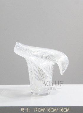 现代简约家居装饰炫彩琉璃花瓶设计师用样板间洽谈桌客厅台面条纹