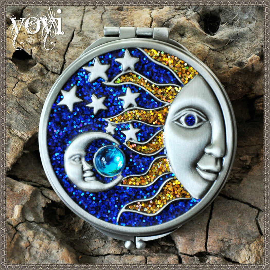 金属神秘复古欧式星月双面随身便携创意可爱折叠小镜子化妆梳妆镜