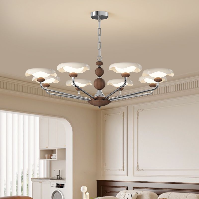 热销法式奶油风蛋壳客厅吊灯高端星轨飞碟大厅主灯中古大气护眼灯