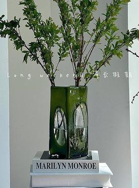 热销法式中古玻璃花瓶插花客厅装饰摆件水培高级感民宿软装