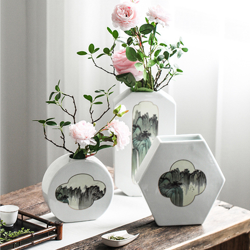 手工摆件陶瓷花瓶中式装饰品创意描金高档摆设家里客厅博古架