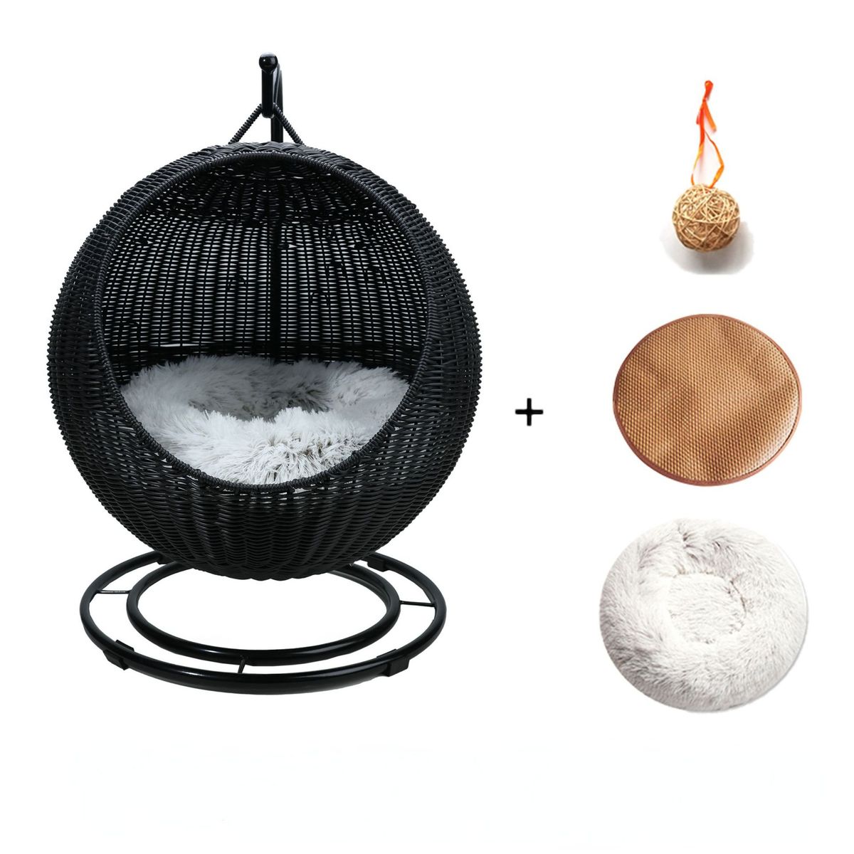 猫窝耐藤编网红猫吊篮冬天保暖猫摇篮半封闭宠物窝仿抓小型犬狗窝