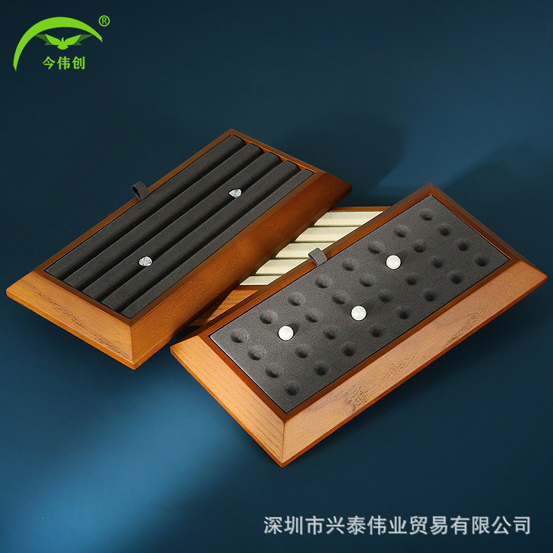 新款珠宝展示道具裸钻宝石实木托盘珍珠圆珠看货盘文玩收纳展示盘