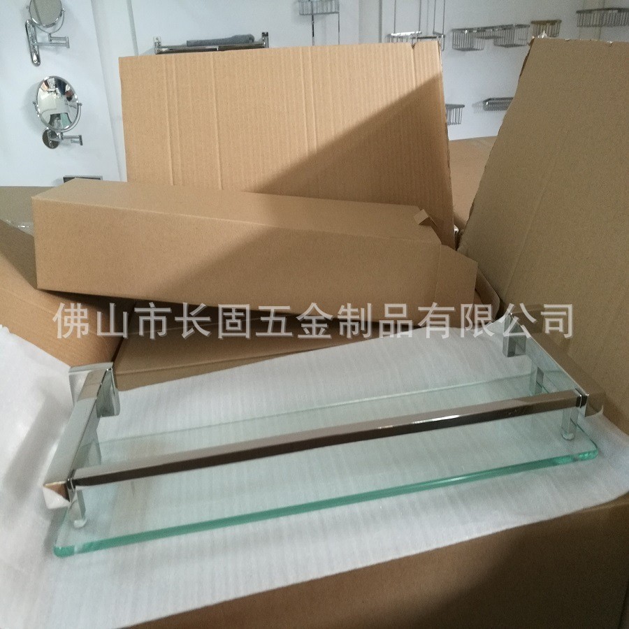 304不锈钢浴室架置物架卫生间收纳单层托盘玻璃镜前化妆台洗漱架