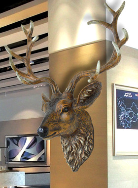 欧式人气创意复古仿真树脂动物工艺品墙面壁挂家居鹿头装饰摆件