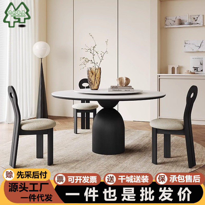 饭桌全实木餐桌椅组合家用北欧小户型圆形法式复古黑色中古风家具,住宅家具,实木餐桌,淘宝优惠券,粉丝福利购,淘宝优惠卷