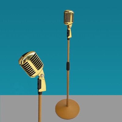 舞台演出摆设装饰复古话筒道具MS-121B红色儿童款金属有线麦立麦