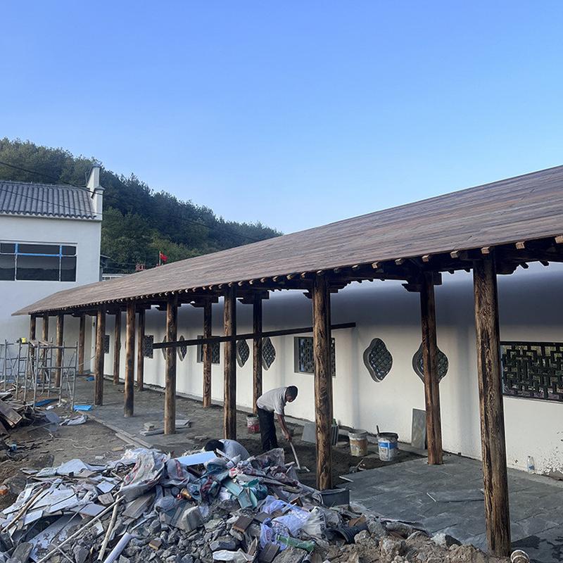 园林景观六角古建凉亭仿古庭院公园亭子户外实木凉亭仿古文化长廊