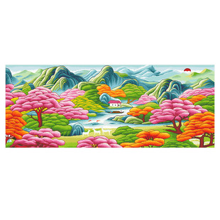 新版世外桃源客厅2024新款线绣十字绣浪漫风景画简约现代自己diy