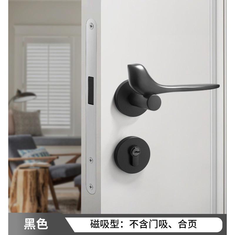 金色小鸟门锁室内卧式用房白色门锁门把手两件室家磁吸静音木门锁