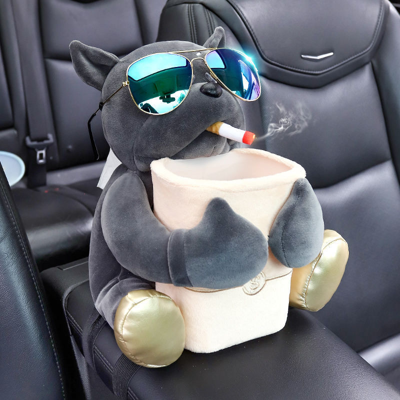 热销p1l车载纸巾盒垃圾桶多功能网红社会狗二合一抽纸汽车扶手箱