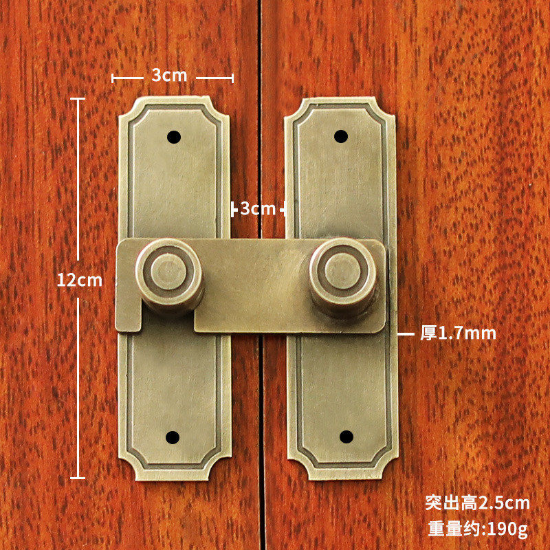 中式搭扣锁扣仿古纯铜90度推拉门锁门扣老式移门卡扣直角插销门栓