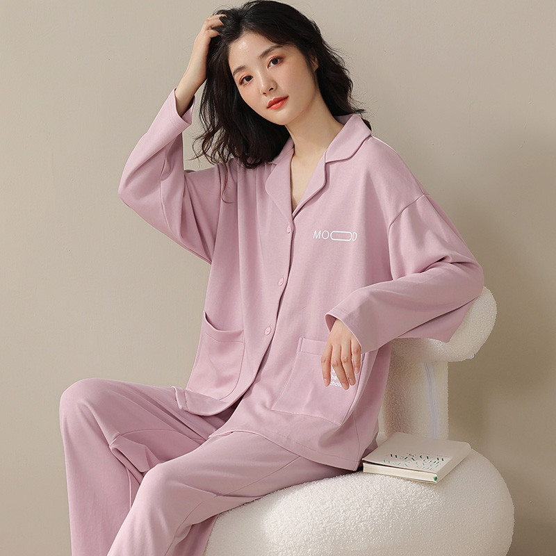 睡衣女春秋季长袖纯棉夏天大码秋冬新款可爱薄款外穿居服两件套