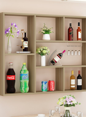 简约酒柜壁挂式家用餐厅多层悬挂式红酒架饭店烧烤吧台墙上置新款