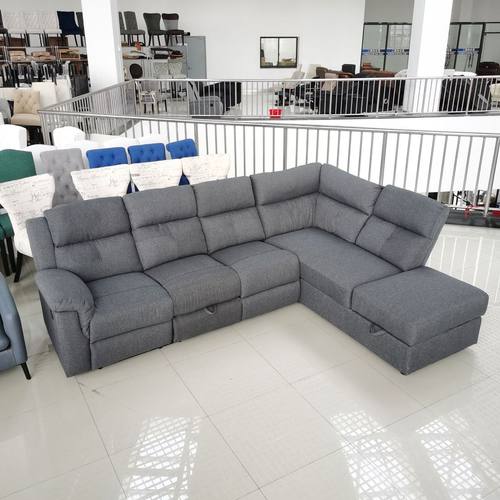 睿客临家庭私人影院功能转角沙发午休可躺架腿灰麻布储物沙发椅盟