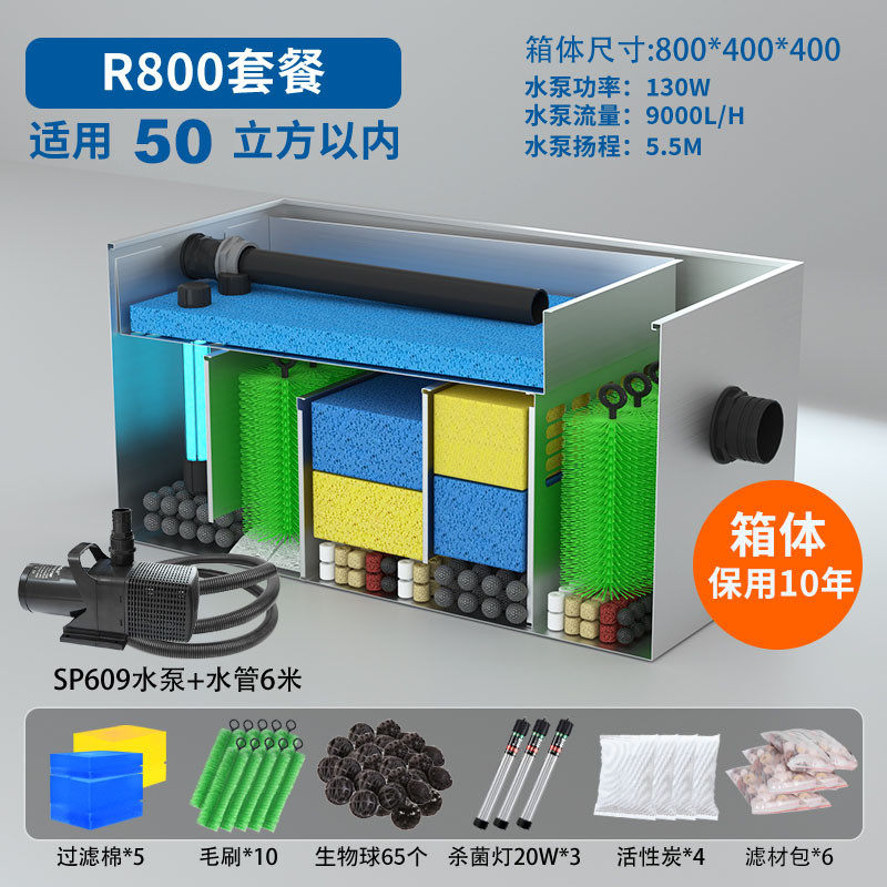 鱼池过滤系统过滤器水循环系统不锈钢净水箱设备室外庭院水池锦鲤