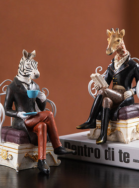 热销英伦绅士软装树脂摆件家居动物酒柜装饰品客厅电视柜摆件厂家