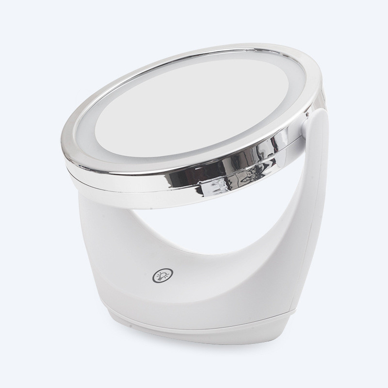 360度旋转双面化妆镜台式带灯led智能补光灯梳妆镜妆补镜批发