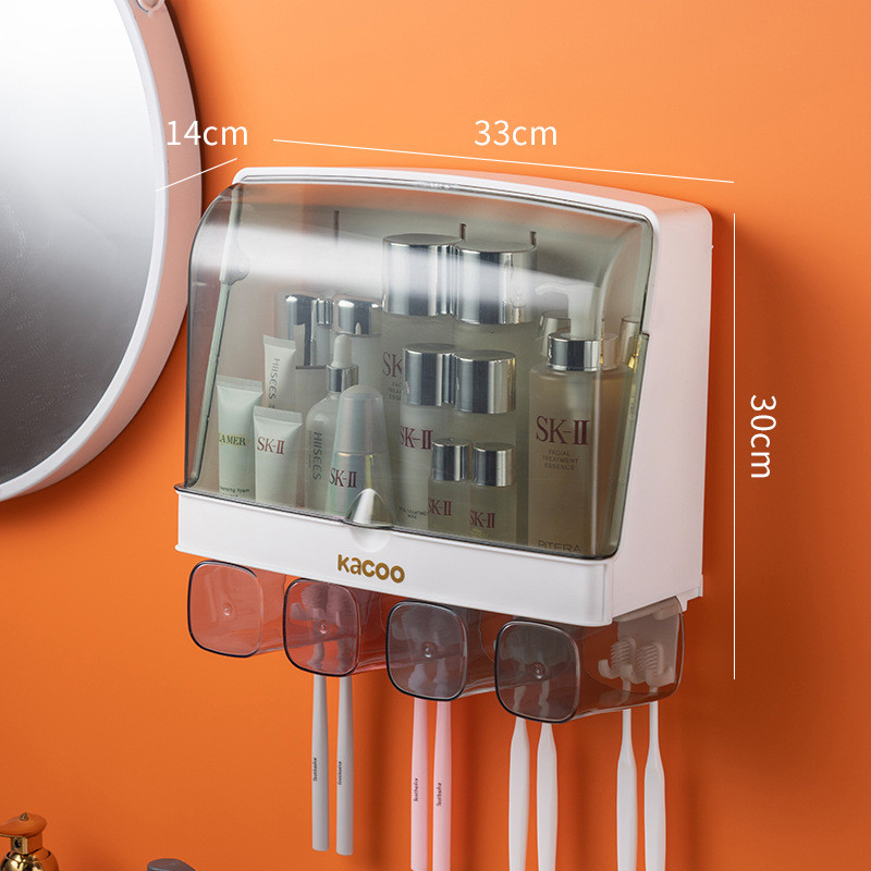 牙刷置物架免打孔漱口刷牙杯挂墙式壁挂吸壁式卫生间牙具牙缸套装