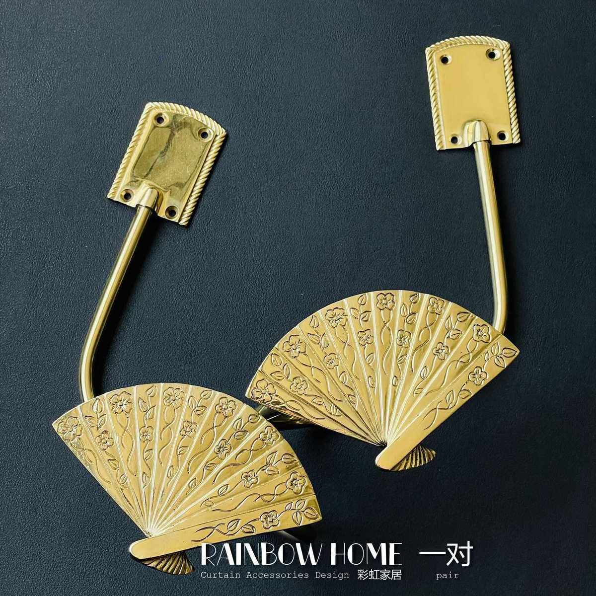 出口创意小天使翅膀黄铜窗帘挂钩装饰挂钩复古欧式绑带墙钩