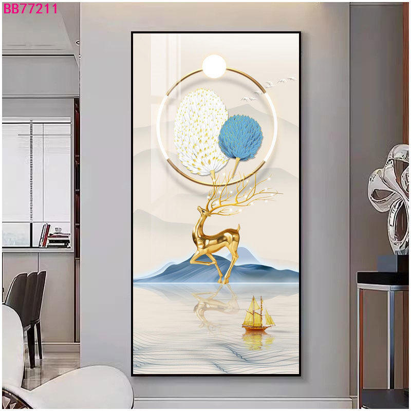 挂画现代简约晶瓷画走廊过道壁画轻奢竖版大气福字有框玄关装饰画