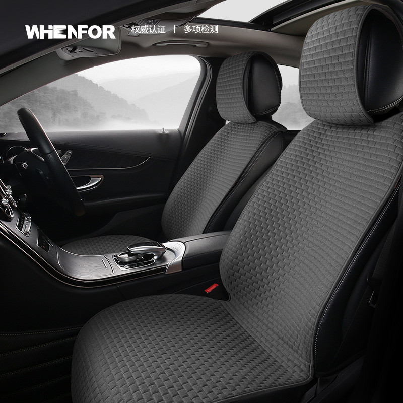 热销座垫汽车坐垫四季通用防滑透气座椅套亚麻布艺小车新款座套夏