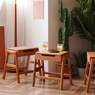 樱桃木小椅子实木可叠放凳子简约凳子换鞋凳矮凳折叠凳客厅餐桌凳
