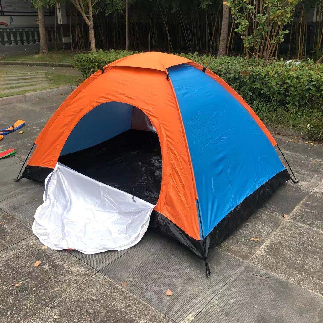 户外野营旅游帐篷双人手动压胶篷pe底双门防晒防水防雨篷露营