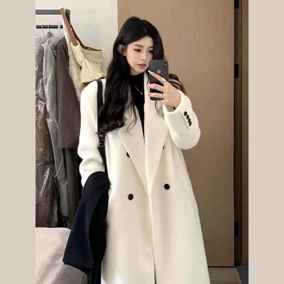 毛呢外套女小个子2024新款秋冬季高级感正肩韩系加厚羊绒呢子大衣