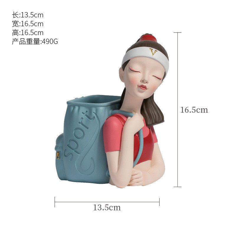 留象美妆女孩创意笔筒收纳盒办公室桌面学生艺术简约现代女生摆件