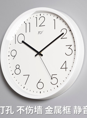 0wyv石英钟壁挂钟客厅家用时尚静音白挂表挂墙时钟表电波装饰简约