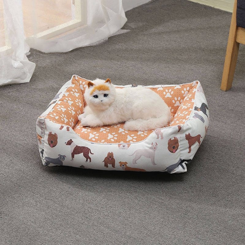 夏季帆布狗窝可拆洗透气四季通用宠物床猫窝宠物垫卡通宠物窝