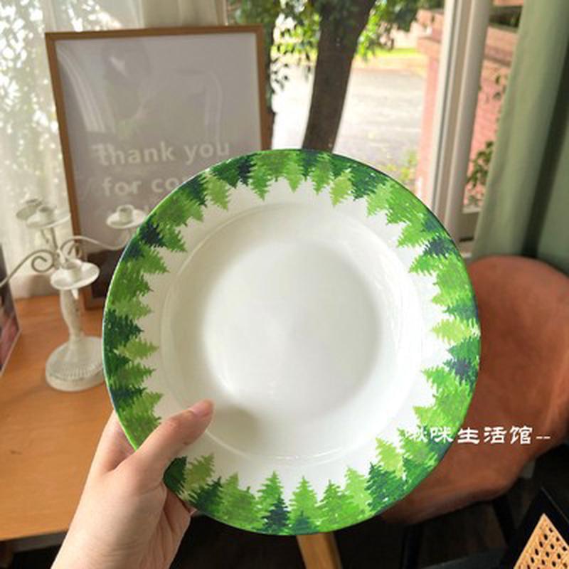 2v06日韩ins英文字母描金轻奢意面盘瓷盘陶菜盘子餐盘沙拉盘西餐