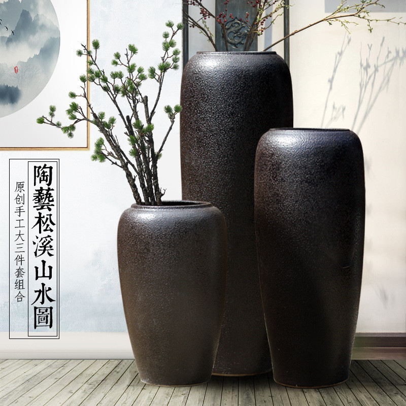 缸做旧粗陶罐瓷景德镇手工陶瓷落地大件组合花瓶盆庭院复古土坛子