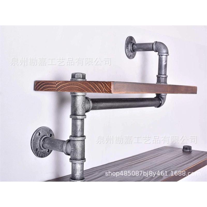 热销工业管架书架乡村存储木梯现代架三层后墙安装管设计书架(银)