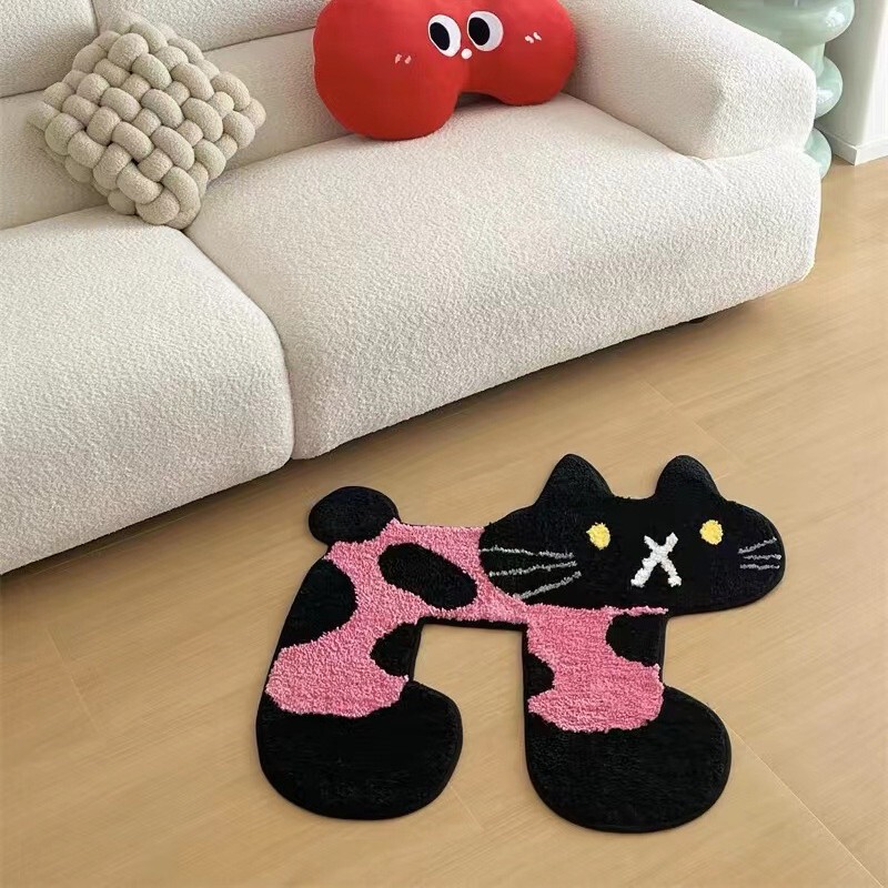 可爱卡通吸水地垫簇绒植绒地毯卧室耐脏易打理防滑趴趴狗