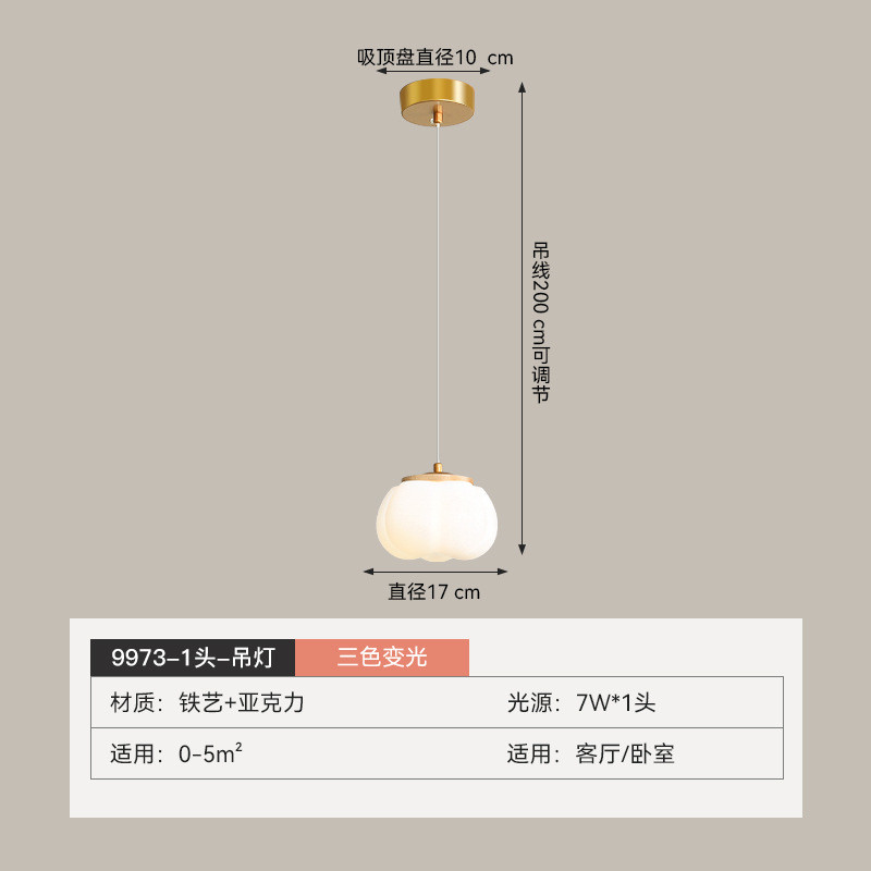 2023卧室过道柿子壁灯原木风新款床头小吊灯吸顶法式奶油风玄关灯