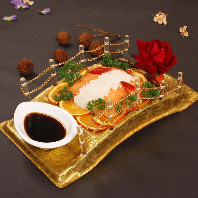 料理金色寿司料理桥盛器亚克力三文鱼刺身船寿司拼盘日韩创意餐具