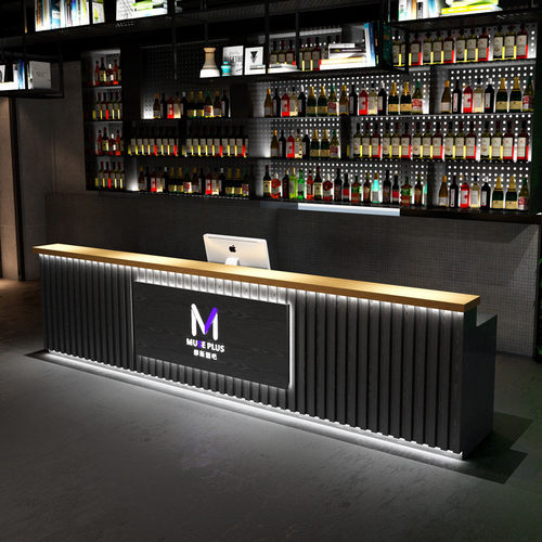 酒吧转角吧台复古咖啡餐厅台球厅前台接待台酒庄服务柜收银台定制