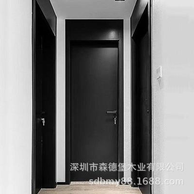 黑色意式极简实木生态室内门办公室木门碳晶门酒店房门隔音卧室门