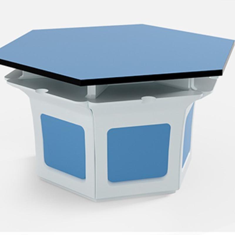 学生六边形课桌椅科学创探究教室六角桌组合实验阅览客全钢六边桌