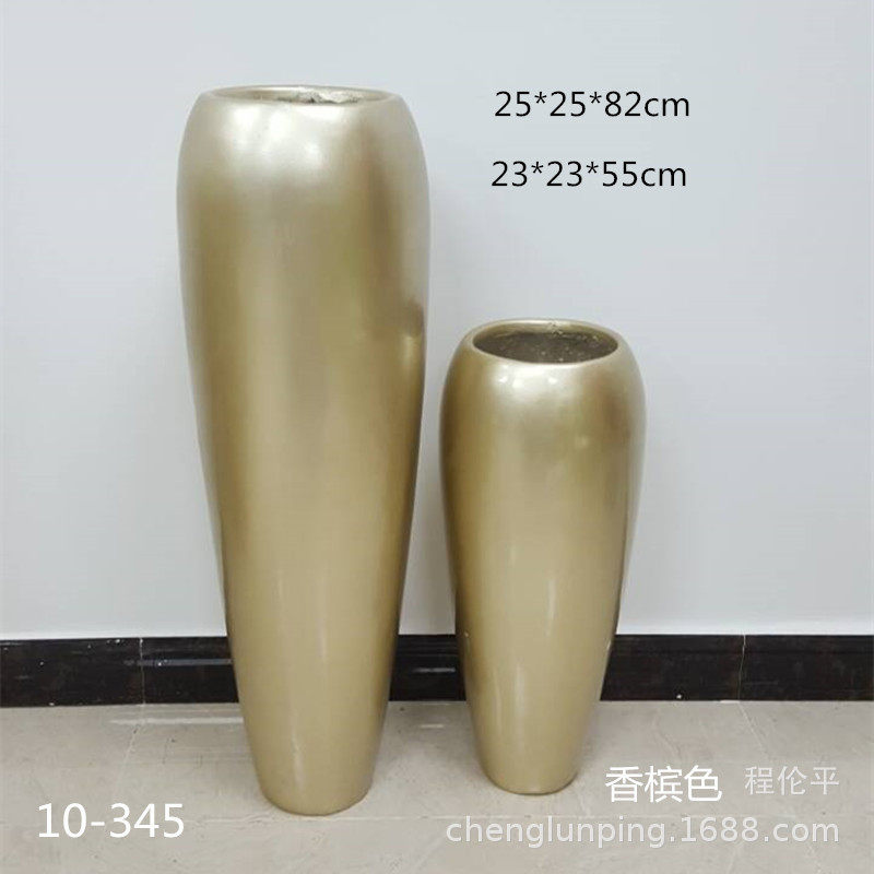 直筒圆家居落地大花瓶酒店商场口玻璃钢花盆客厅工艺摆件花器