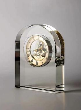欧式轻奢水晶钟欧式摆件客厅几何书房样板房创意桌面家具饰品软装